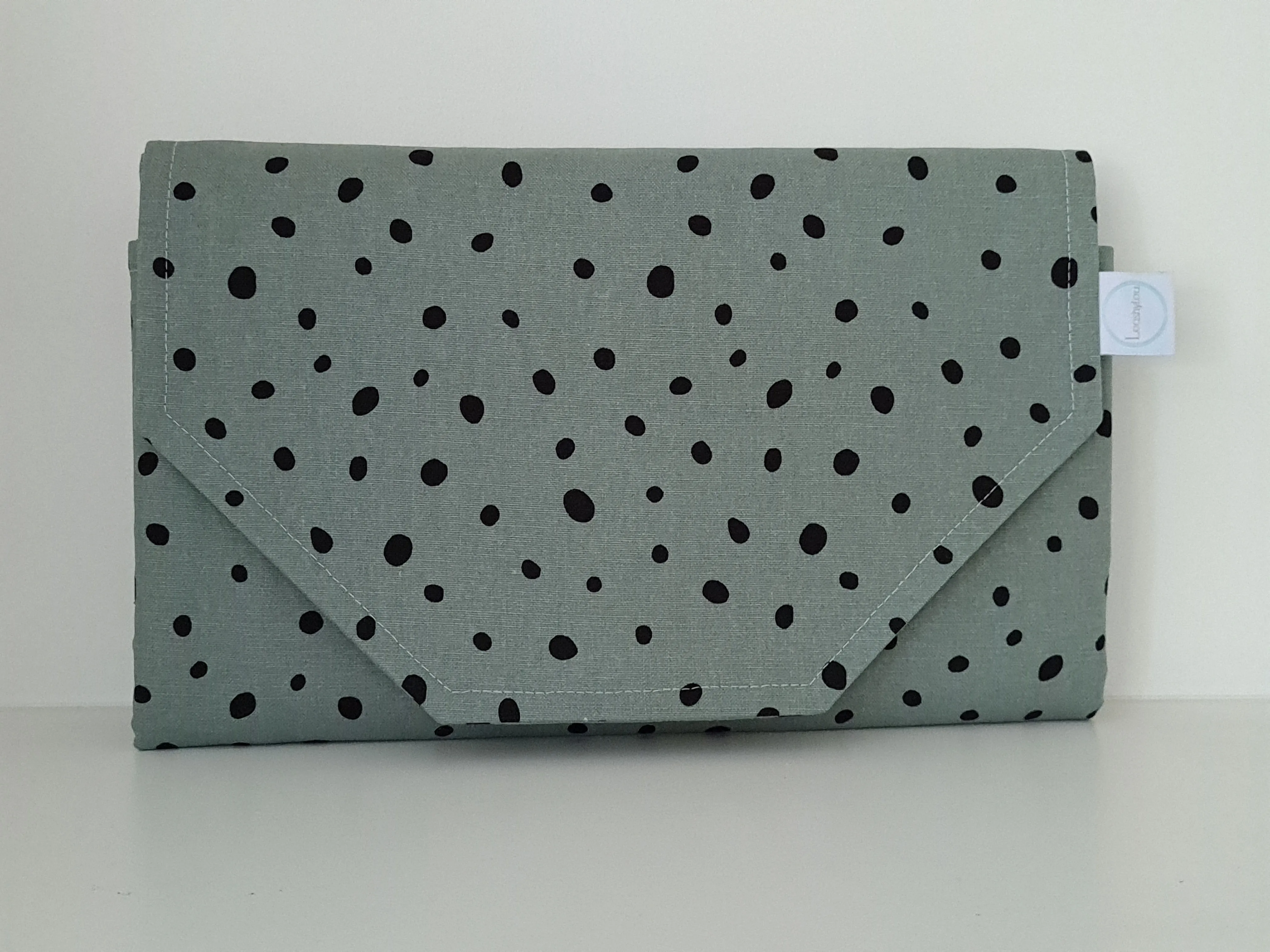 Dots on Green Nappy change mat clutch (Pre Order - Dispatches 10 - 12 days)