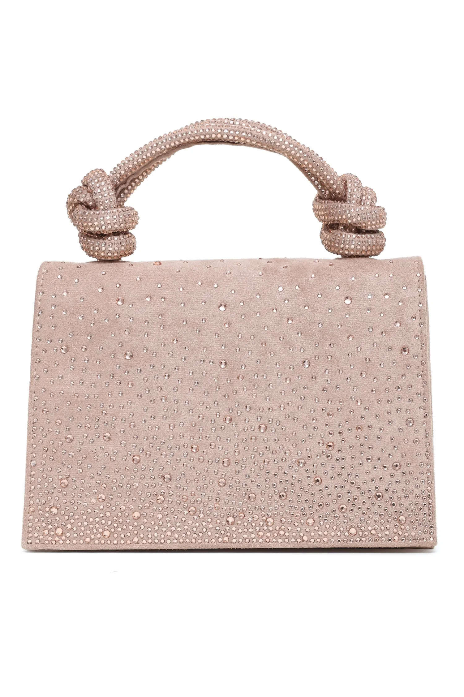 ELEGANT KNOT HANDLE RHINESTONE BAG-NUDE