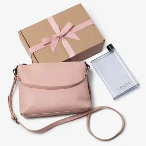 Everyday Leather Crossbody Bag   Bottle Gift Set- Blush