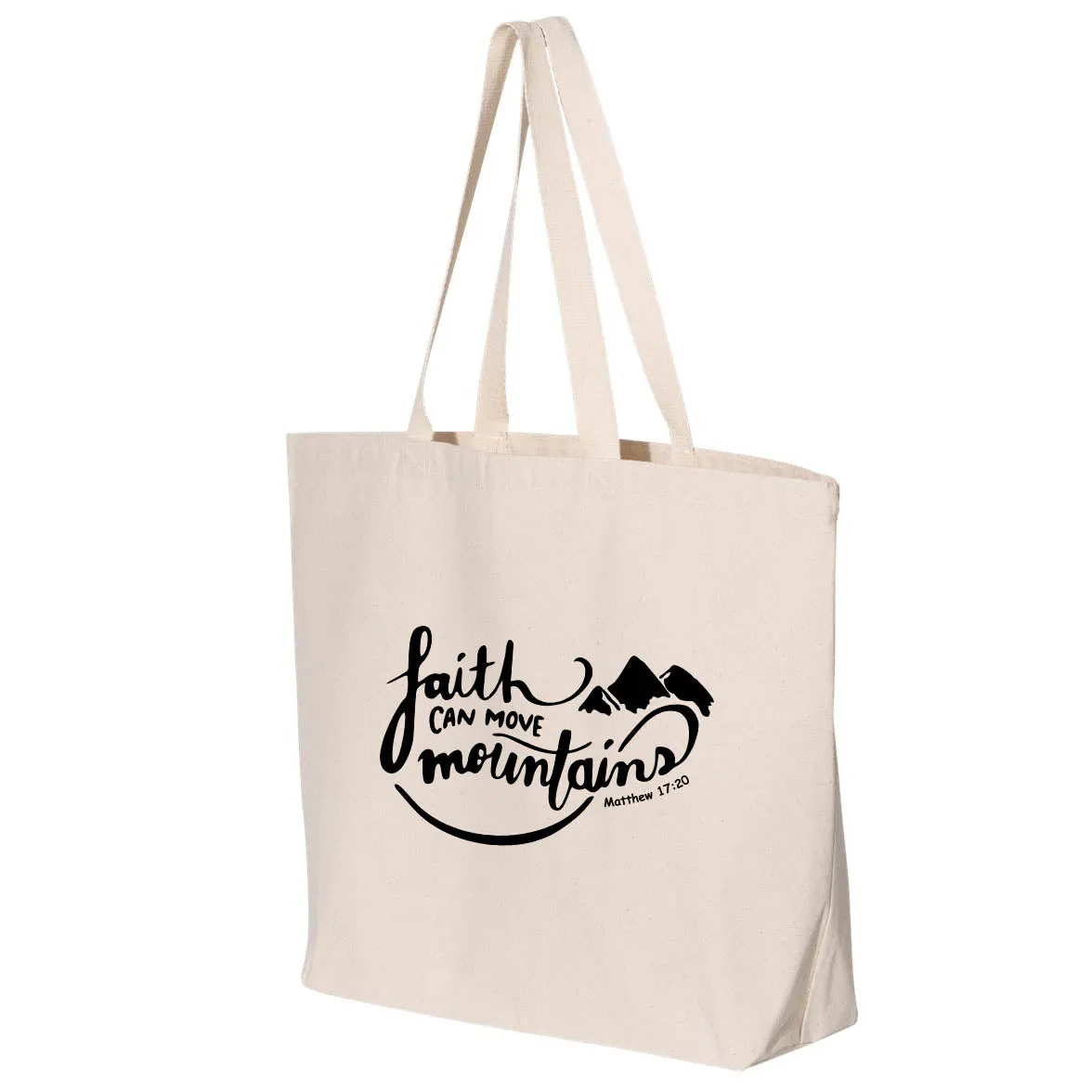 Faith Can Move Mountains Jumbo Tote Canvas Bag