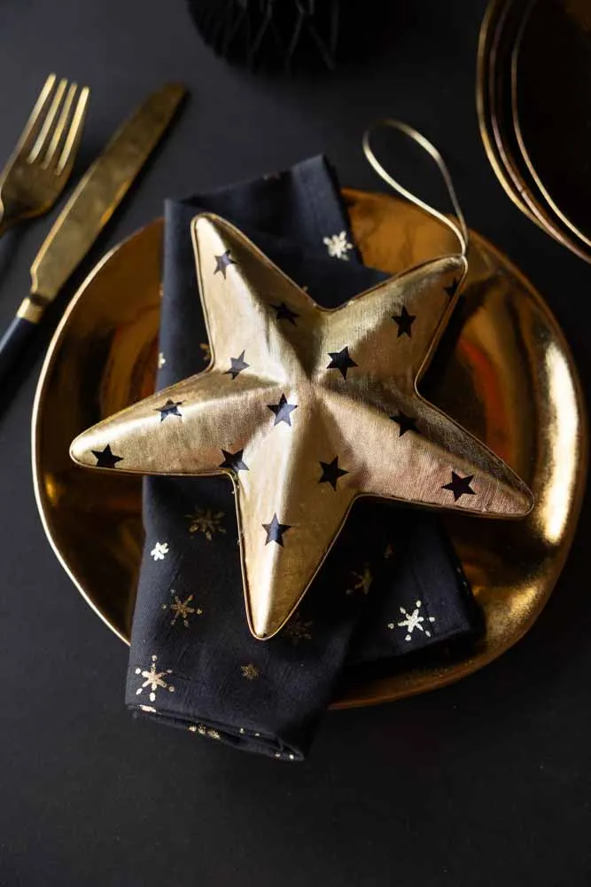 Gold & Black Star Christmas Decoration