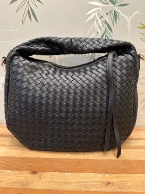 Hailey Woven Handbag Black