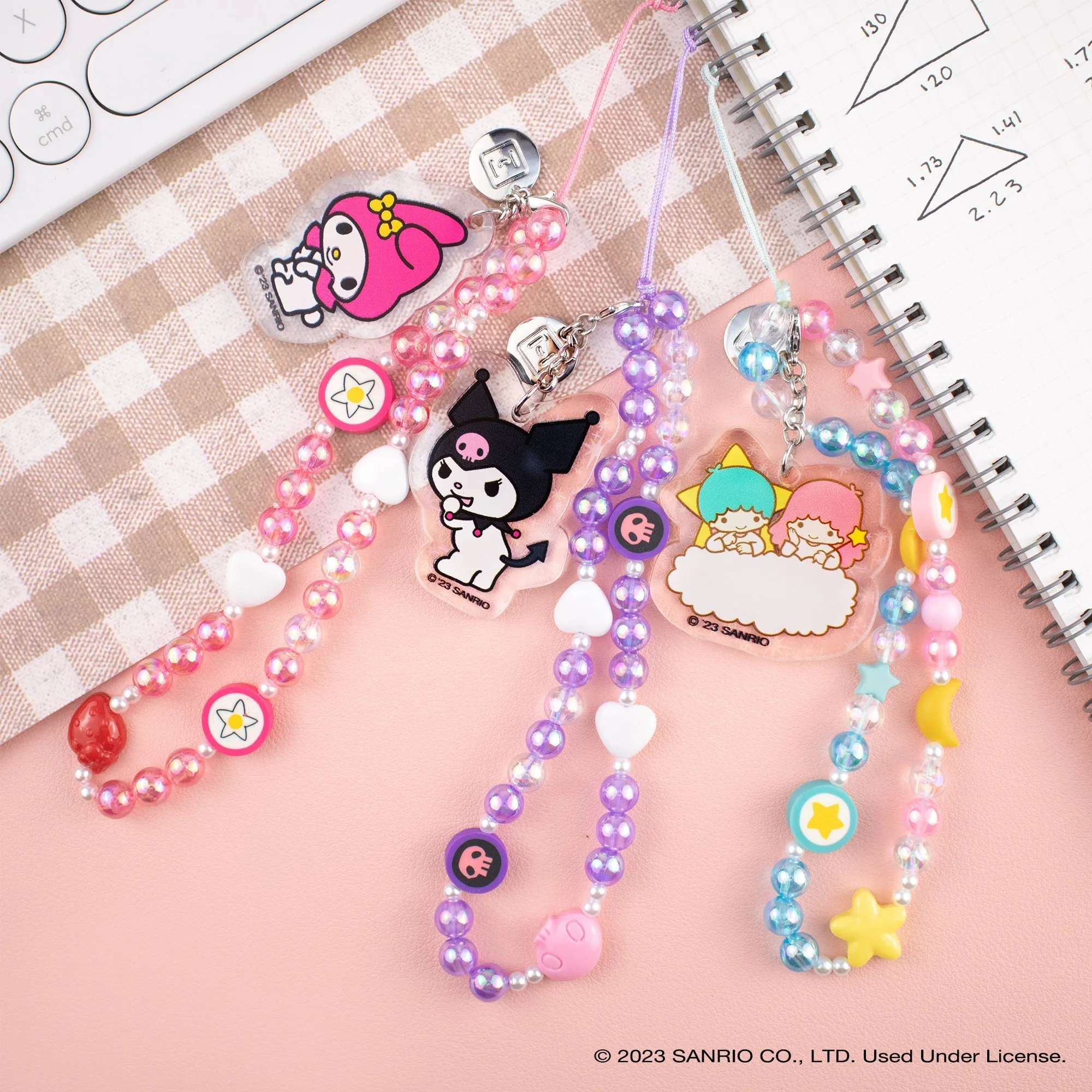 Hello Kitty Beaded Charm Mobile Phone Wrist Strap