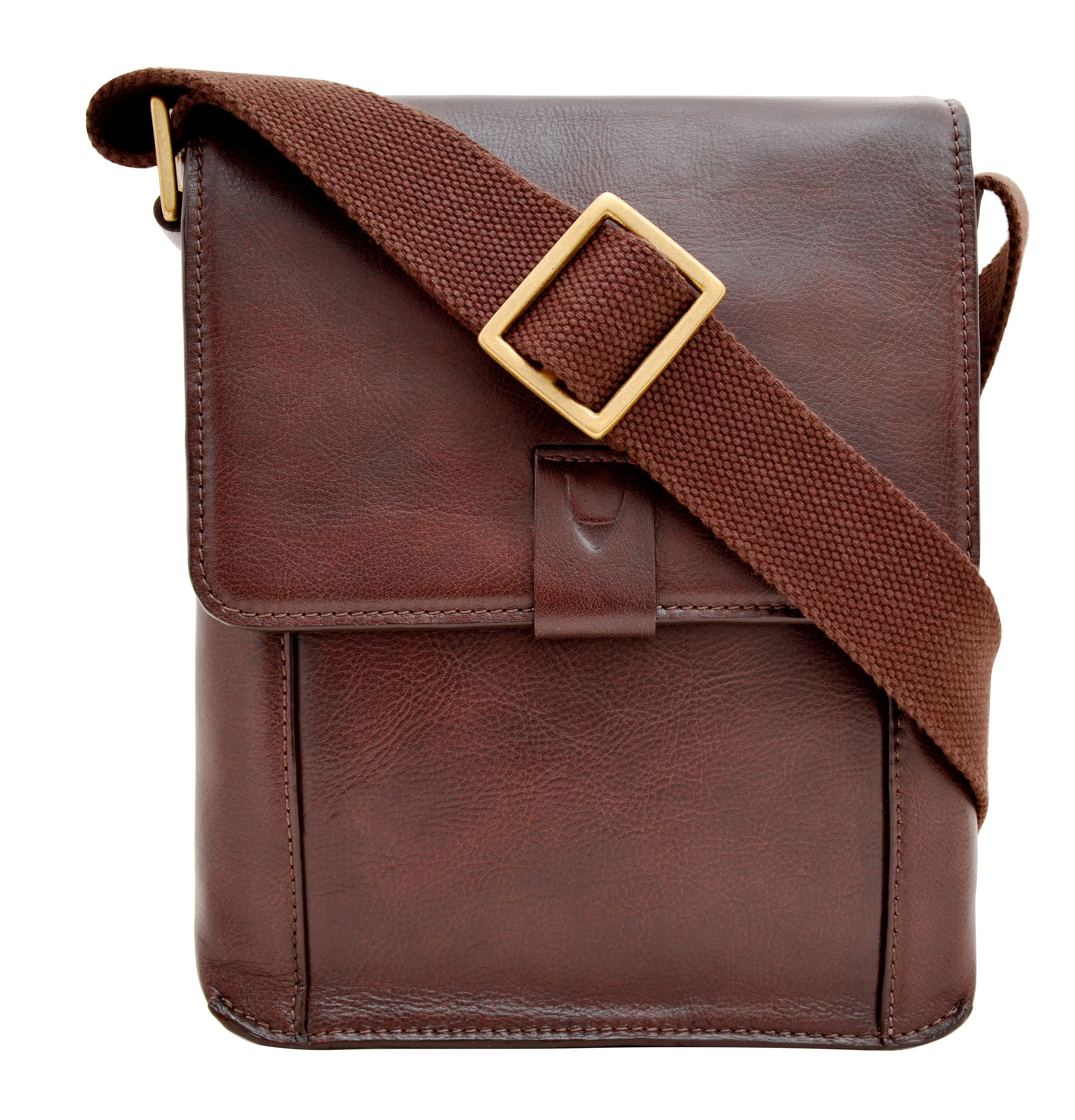 Hidesign Aiden Small Leather Messenger Cross Body Bag Brown