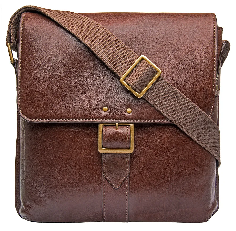 Hidesign Vespucci Leather Medium Vertical Messenger Brown