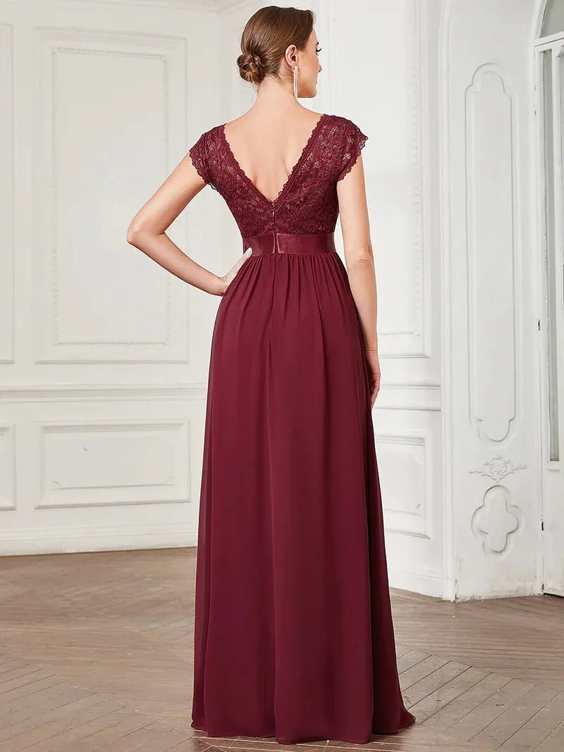 Hot Deep V Neck A Line Evening Dress