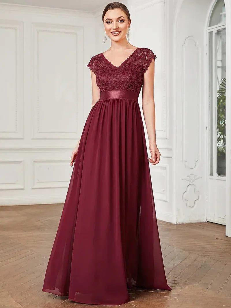 Hot Deep V Neck A Line Evening Dress