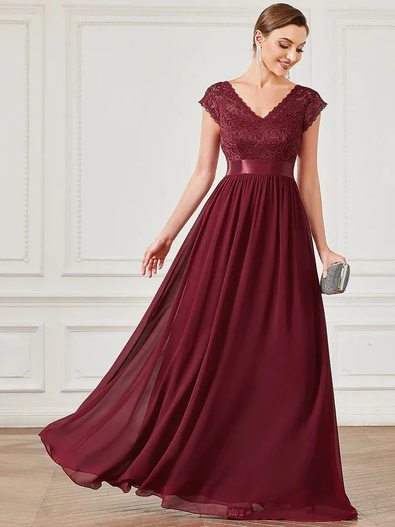 Hot Deep V Neck A Line Evening Dress