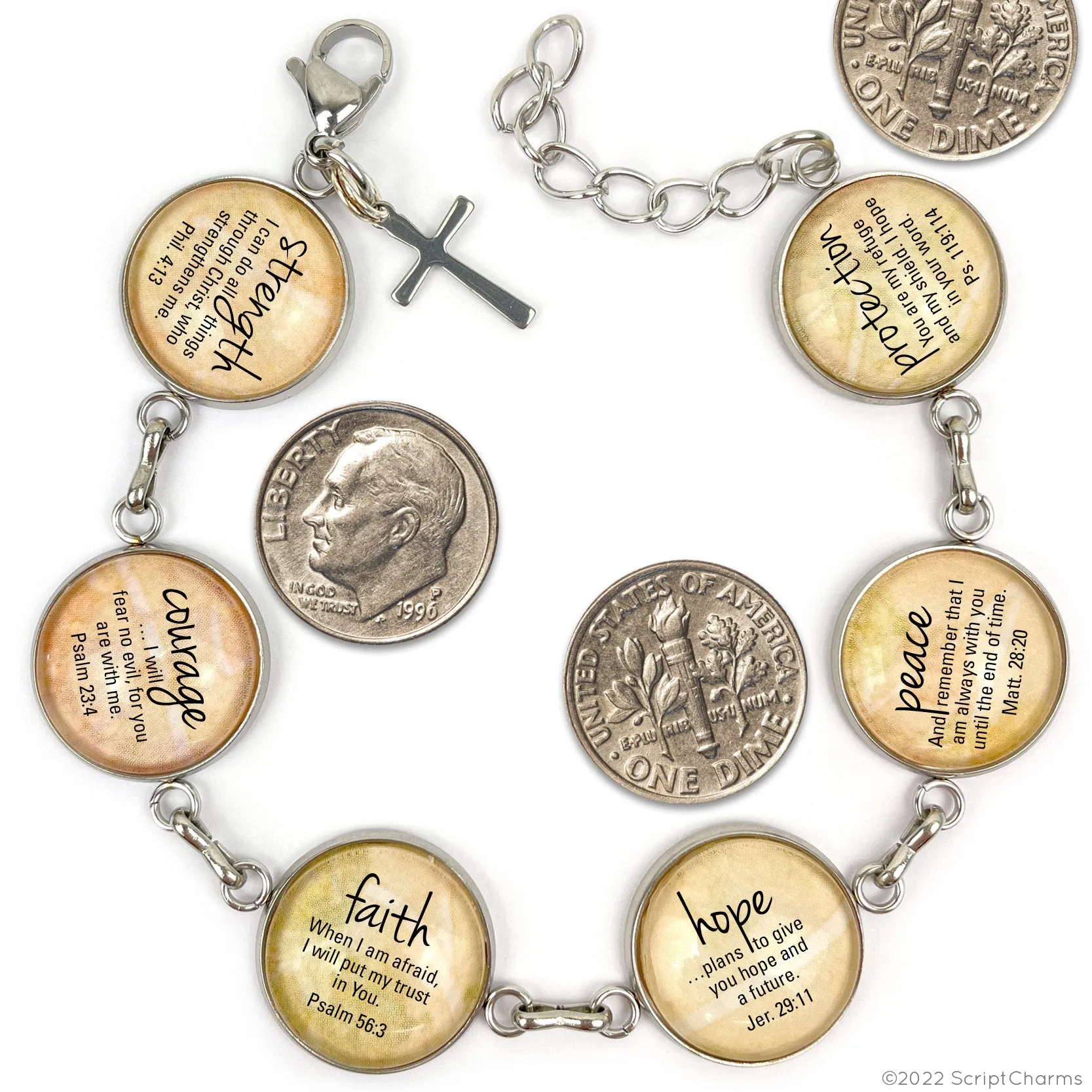 I Believe In the Name of Jesus – Apostle's Creed Glass Charm Stainless Steel Bracelet