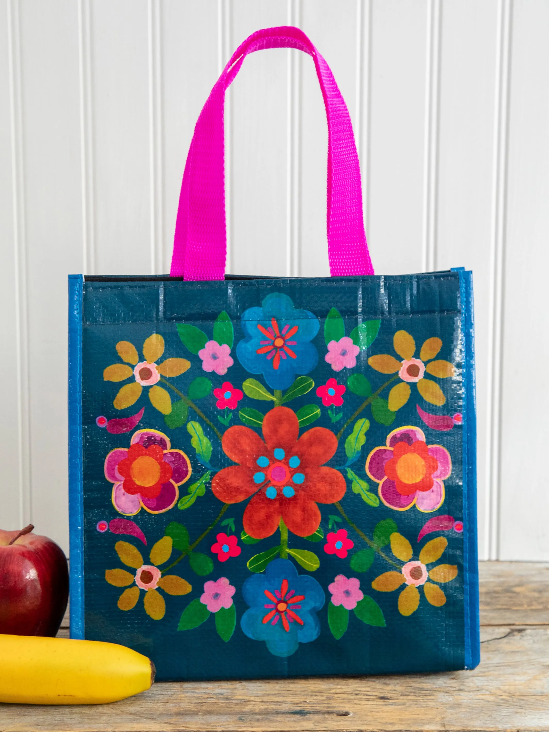 Insulated Lunch Bag - Navy Folk Floral