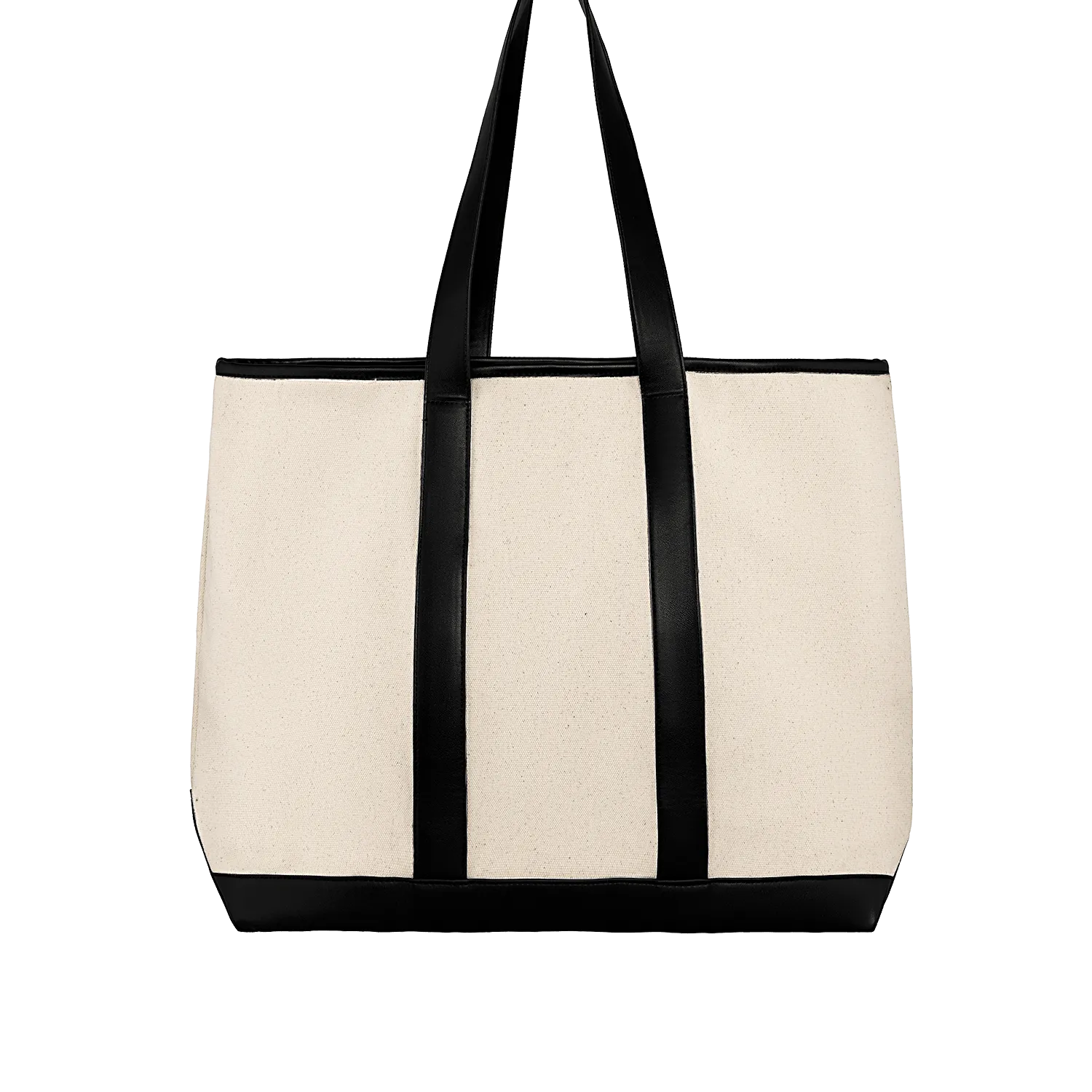 Large Canvas & Vegan Leather Tote