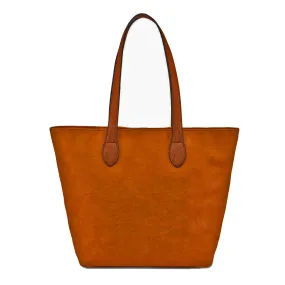 LIGHTWEIGHT TAN FAUX LEATHER TOTE HANDBAG