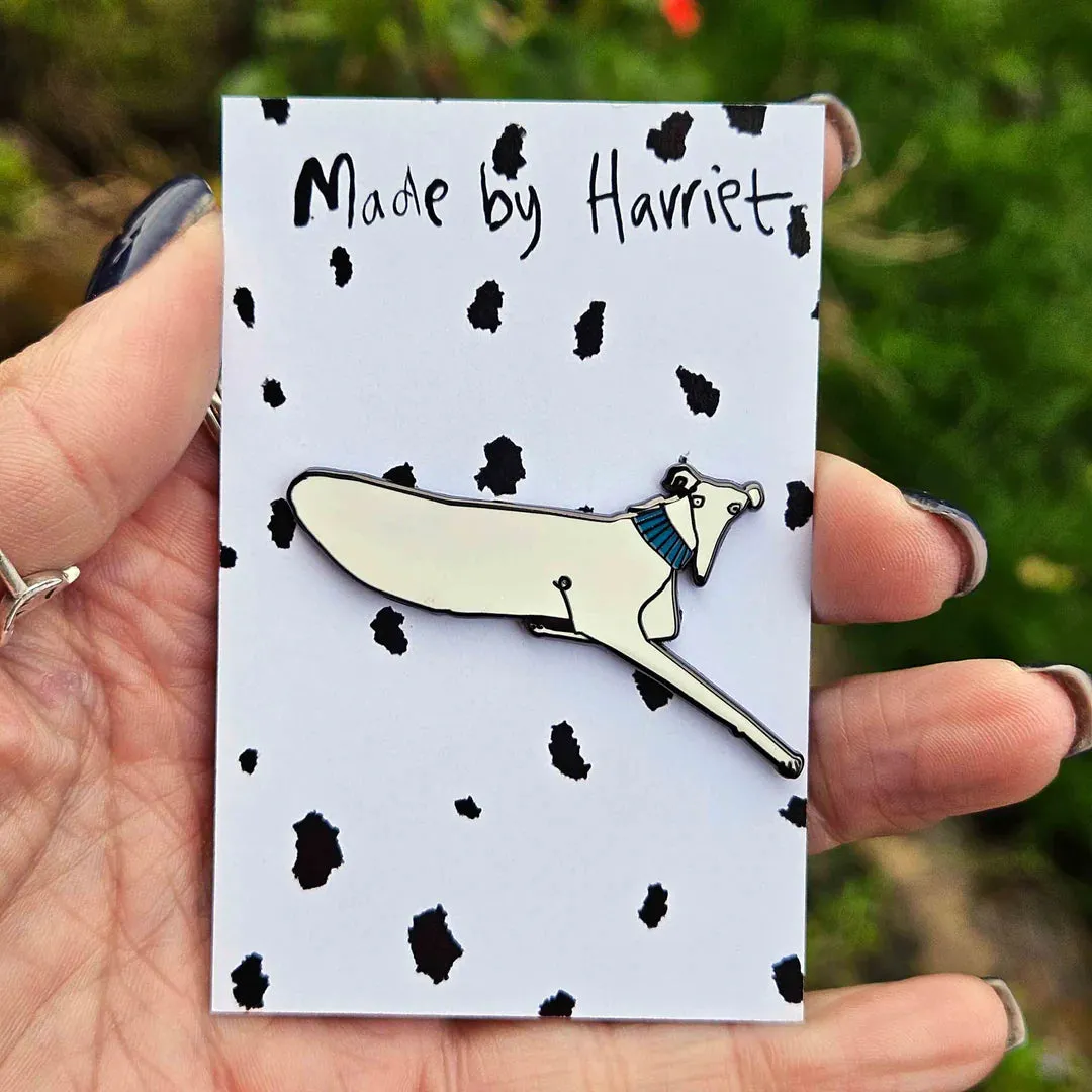 Made By Harriet Laying Dog Enamel Pin Badge