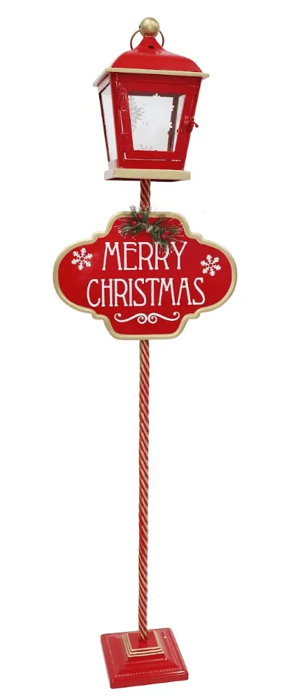 Metal Lamp with Merry Christmas Sign (119cm)