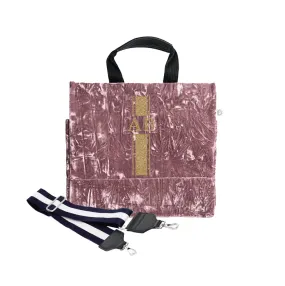 Monogram Stripe Luxe North South: Petal Pink Crushed Velvet