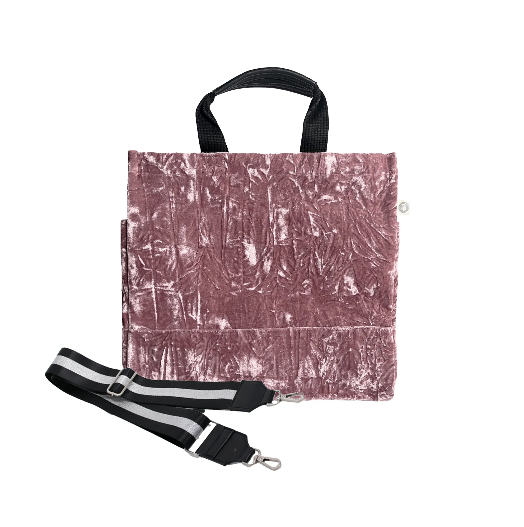 Monogram Stripe Luxe North South: Petal Pink Crushed Velvet