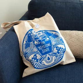 Pennsylvania tote bag, The Keystone State souvenir featuring Pennsylvania state symbols