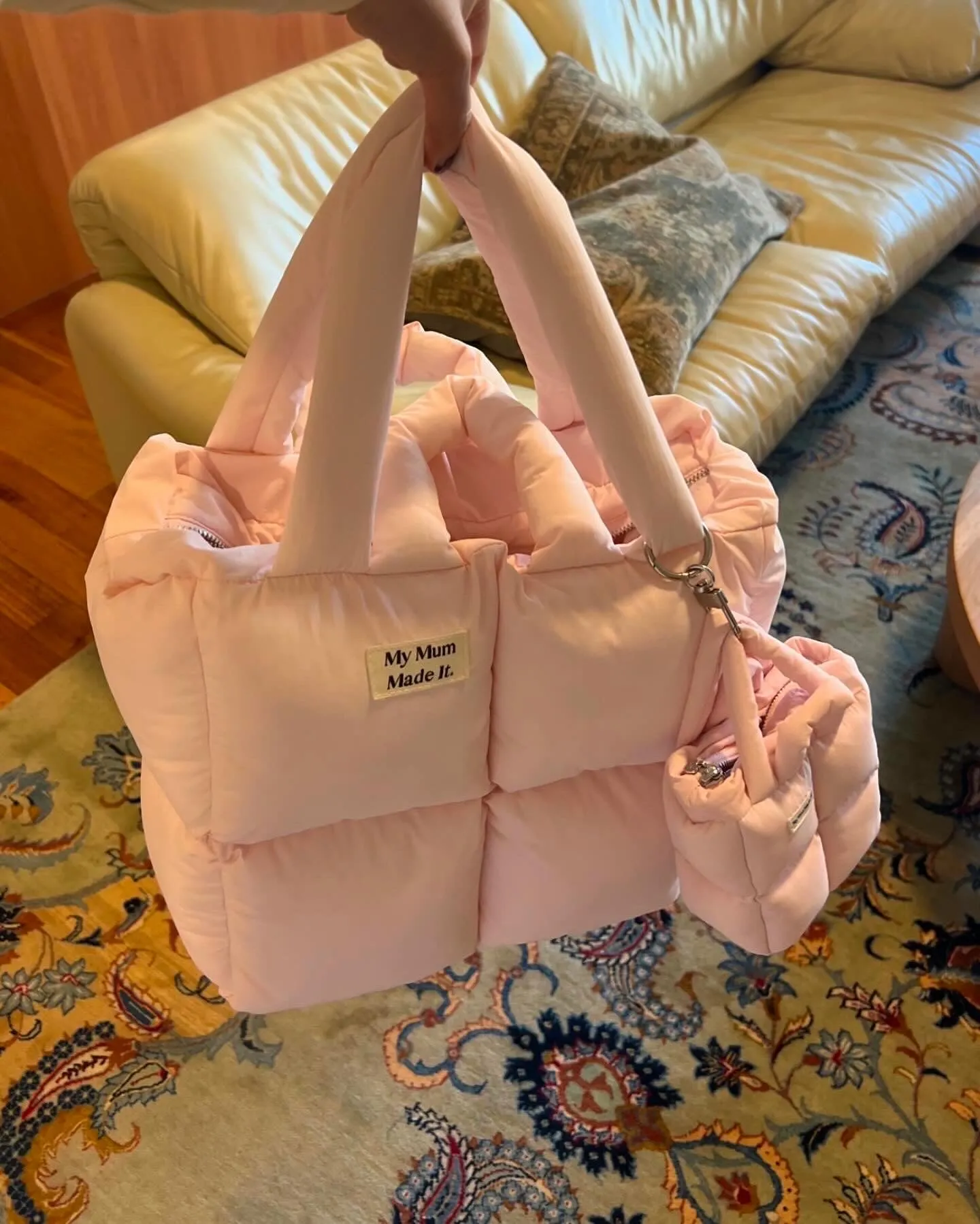 Puffer Mini Keychain Bag - Pink