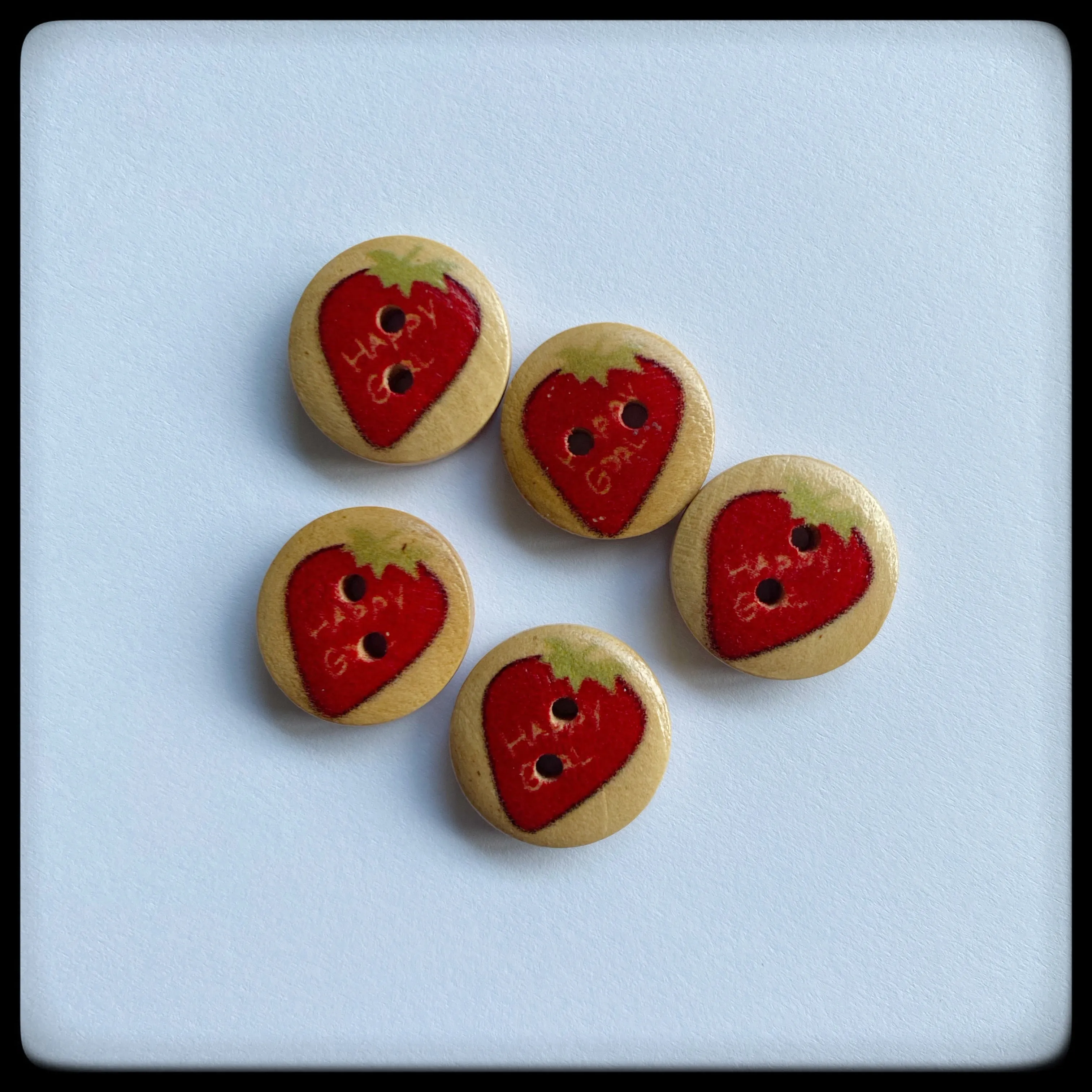 "Strawberry" wooden baby buttons