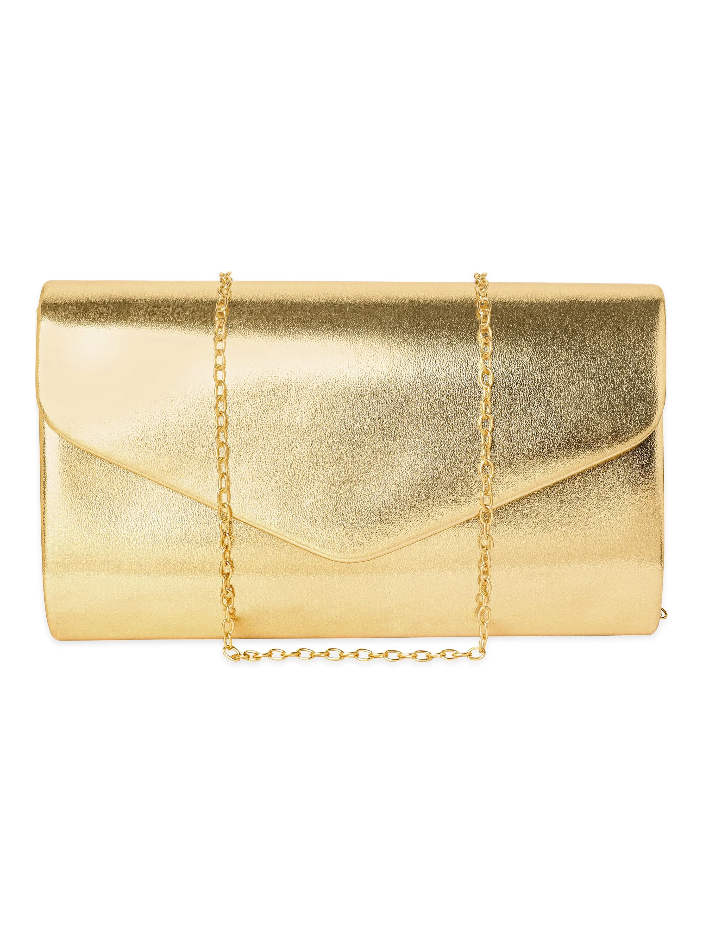 Rubans Gilded Allure Golden Glossy Finish Clutch Bag