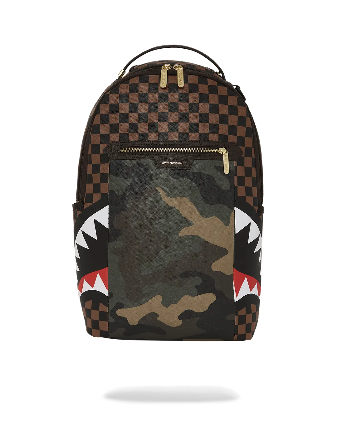 Sprayground - Exterior Gold Zip Pocket Sharks in Paris Backpack (Dlxv)