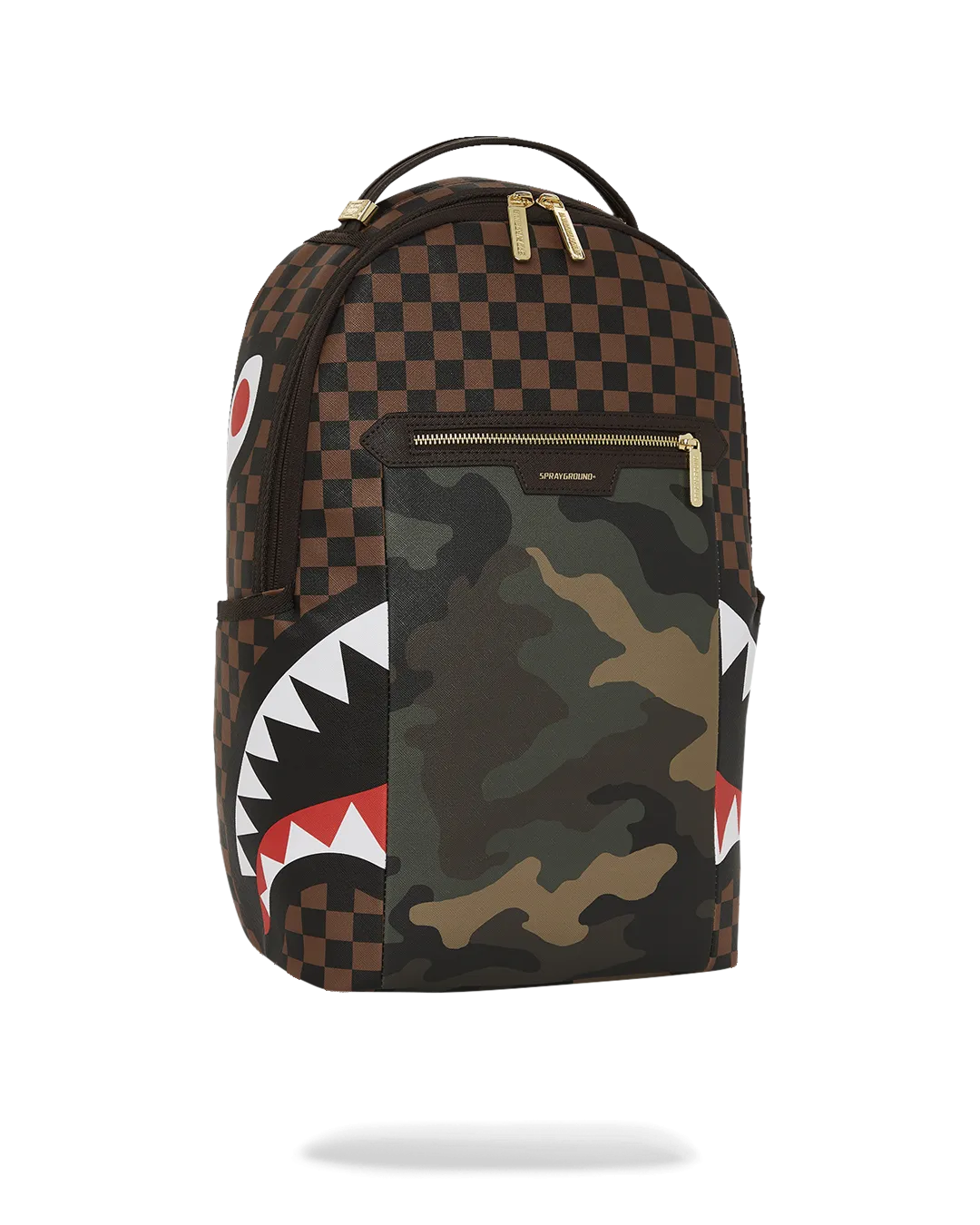 Sprayground - Exterior Gold Zip Pocket Sharks in Paris Backpack (Dlxv)