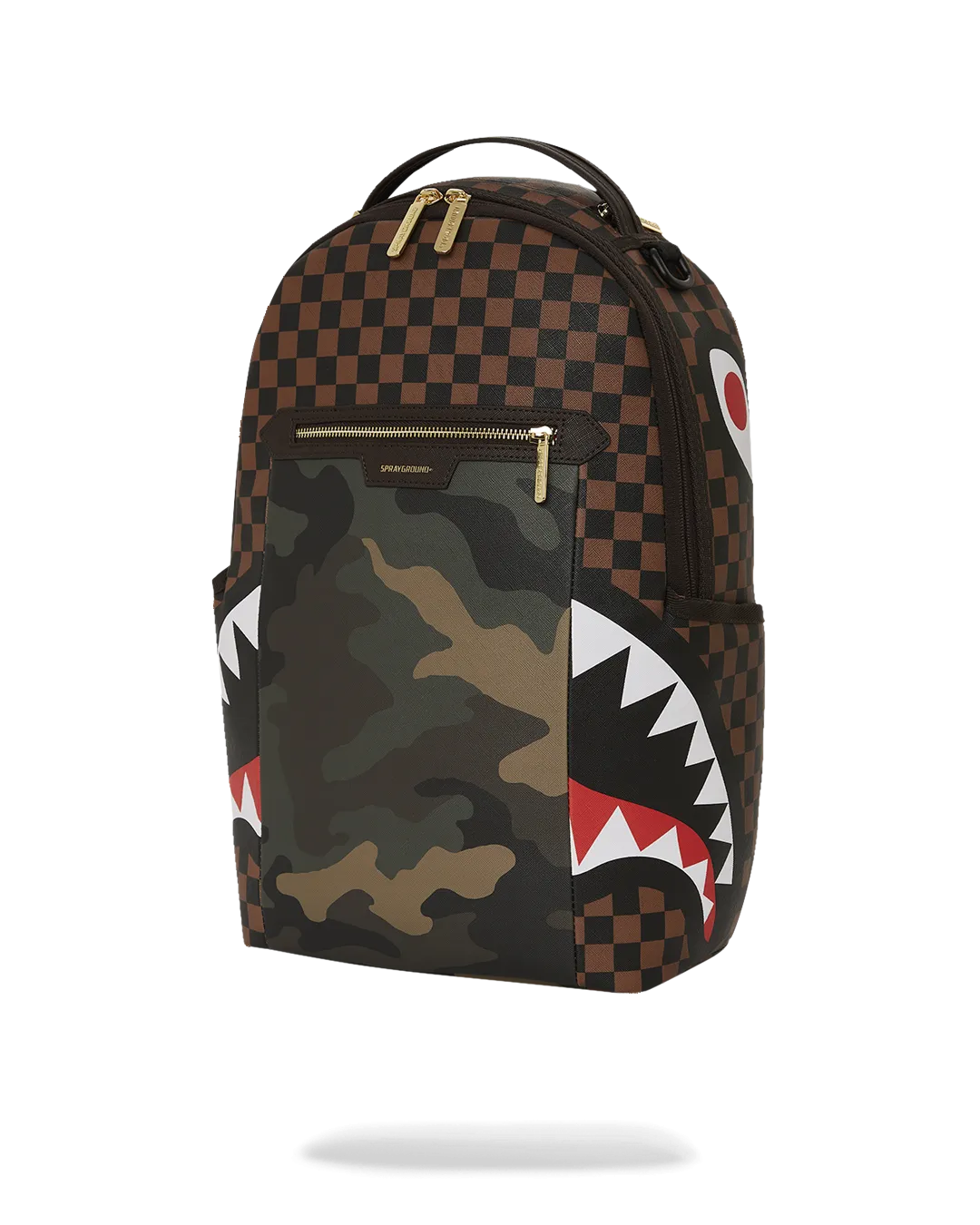 Sprayground - Exterior Gold Zip Pocket Sharks in Paris Backpack (Dlxv)