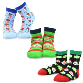 TeeHee Socks Kid's Christmas Cotton Short Crew Santa 3-Pack (70917)