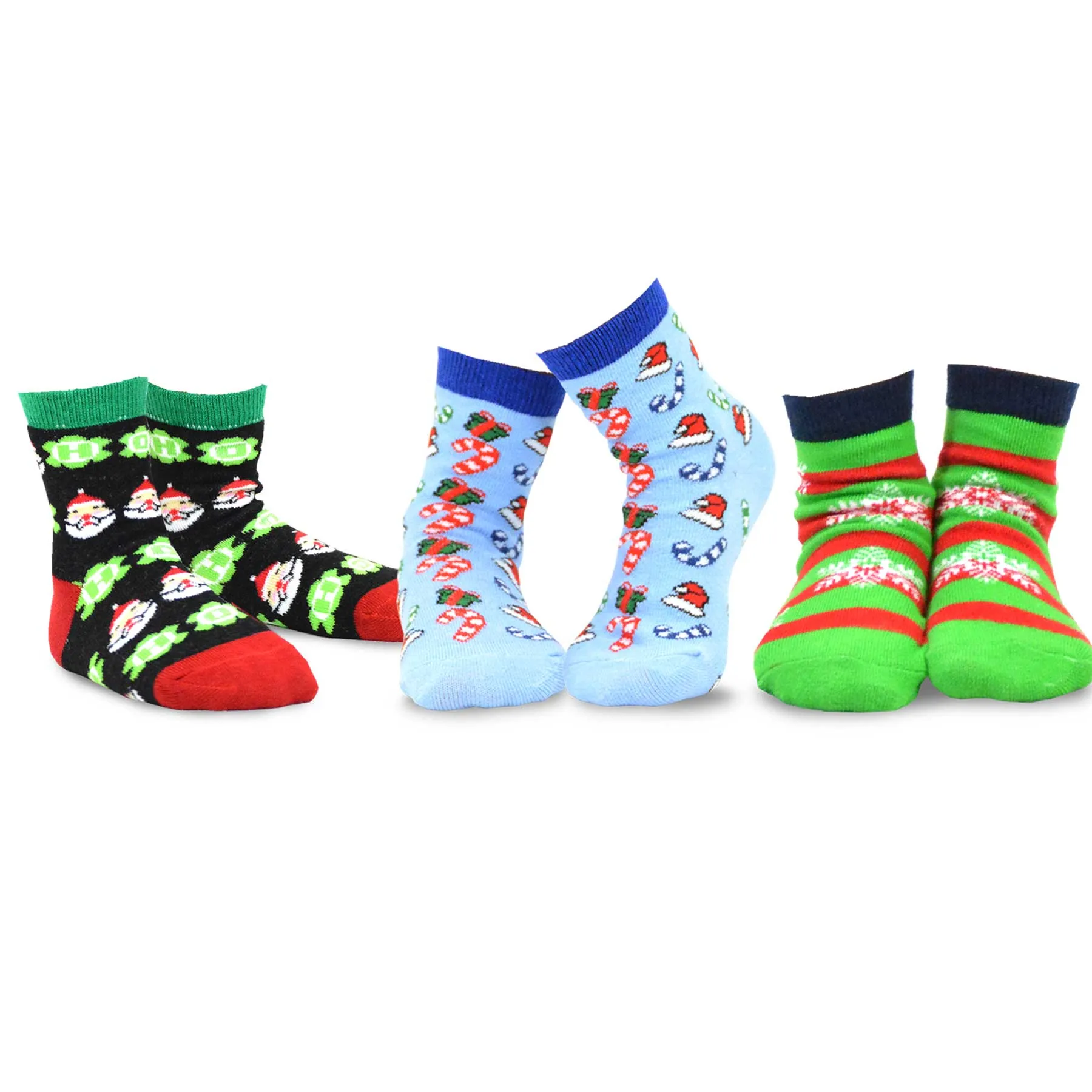 TeeHee Socks Kid's Christmas Cotton Short Crew Santa 3-Pack (70917)