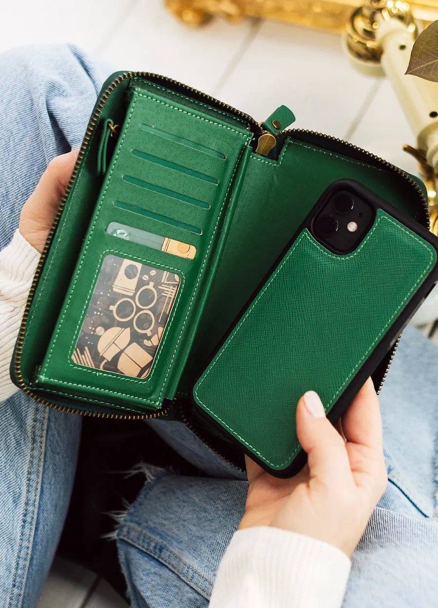 The Luxe Ultimate Wristlet Phone Case in Emerald Green