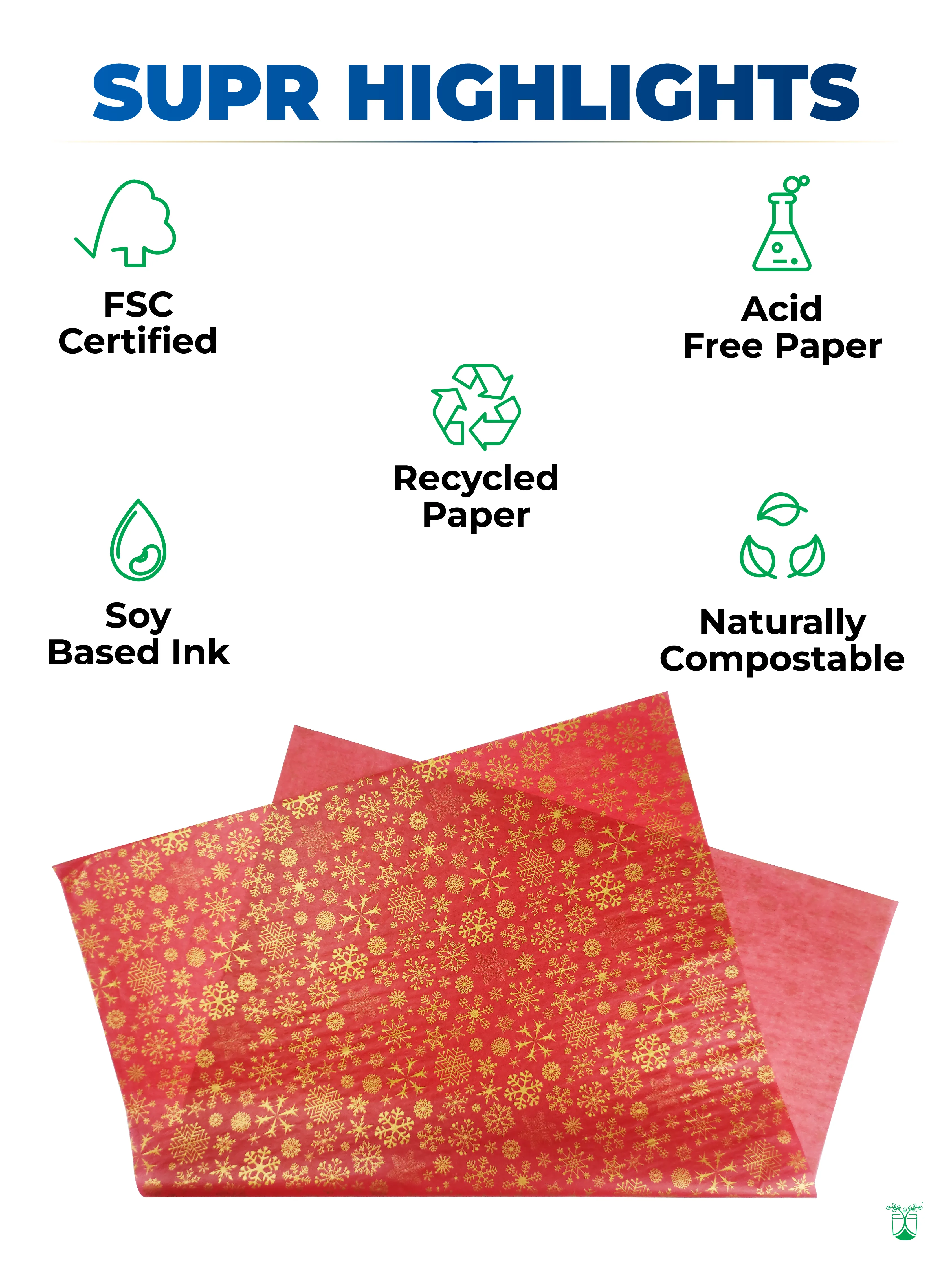 Tissue Paper with Golden Flakes. Gift Wrapping Paper.