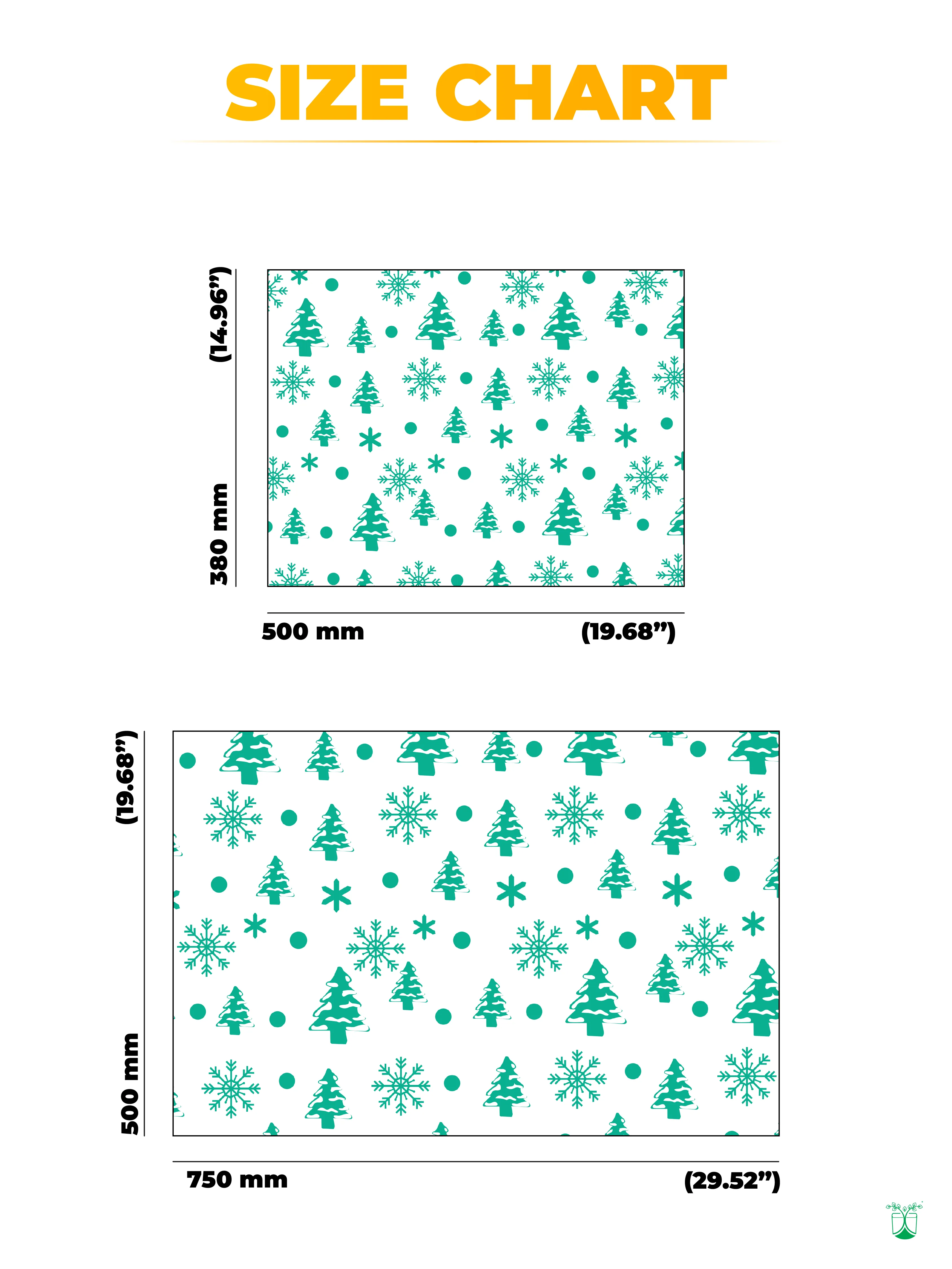 Tissue Paper with Green Tree & Snowflakes for Gift Wrapping.