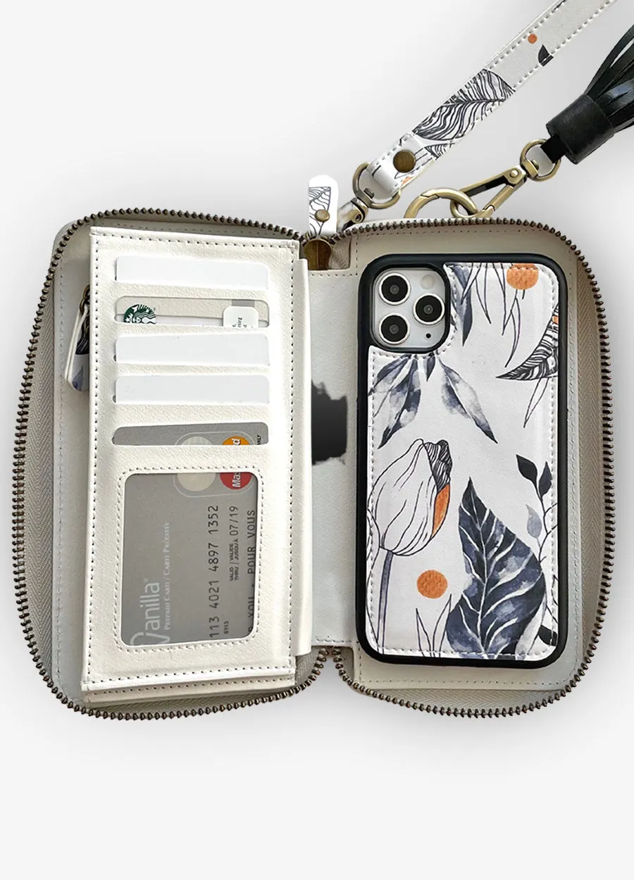 Ultimate Wristlet Phone Case in Black & White Floral