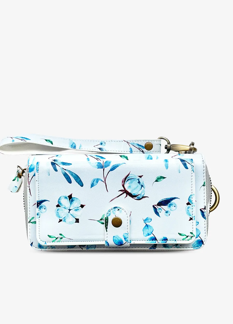 Ultimate Wristlet Phone Case in Blue Blooms