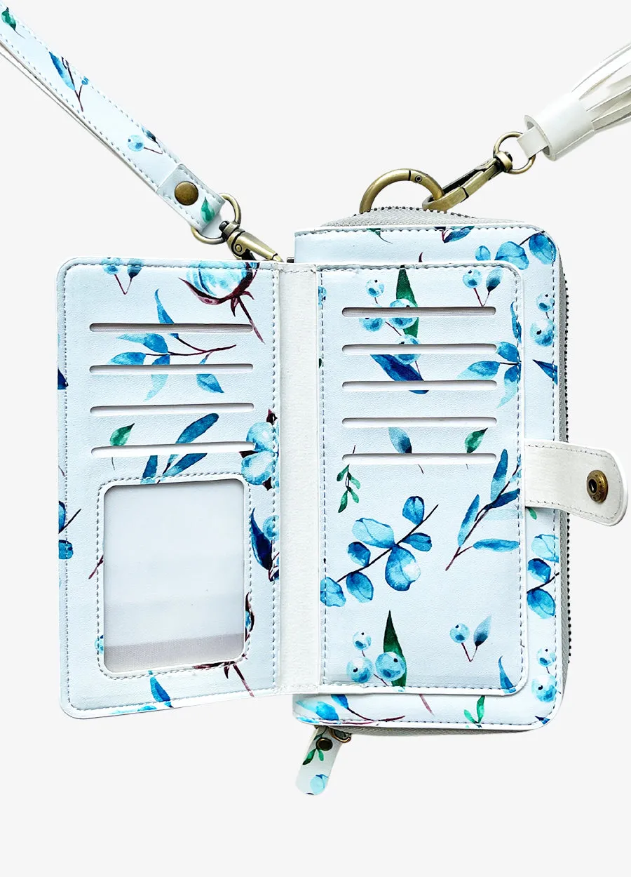 Ultimate Wristlet Phone Case in Blue Blooms