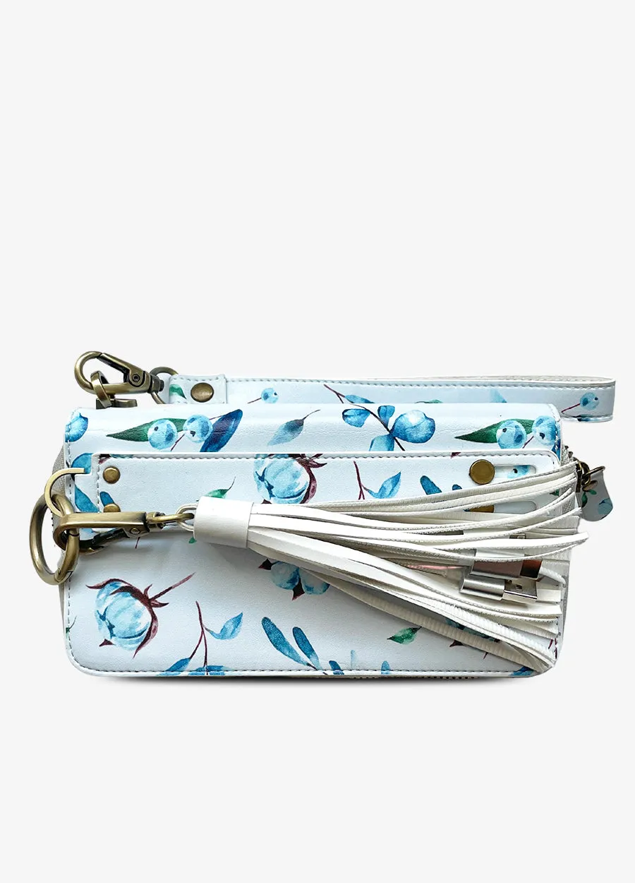 Ultimate Wristlet Phone Case in Blue Blooms