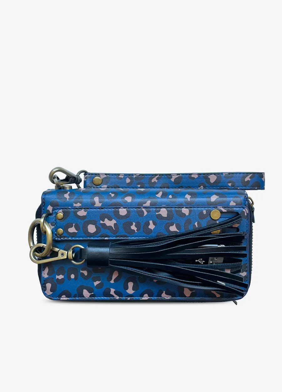 Ultimate Wristlet Phone Case in Blue Leopard