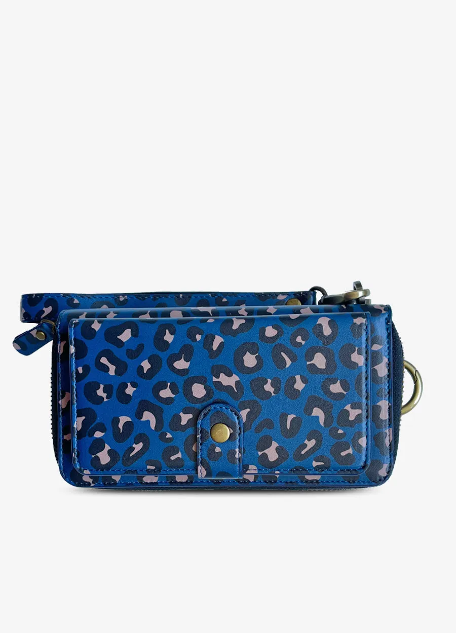 Ultimate Wristlet Phone Case in Blue Leopard