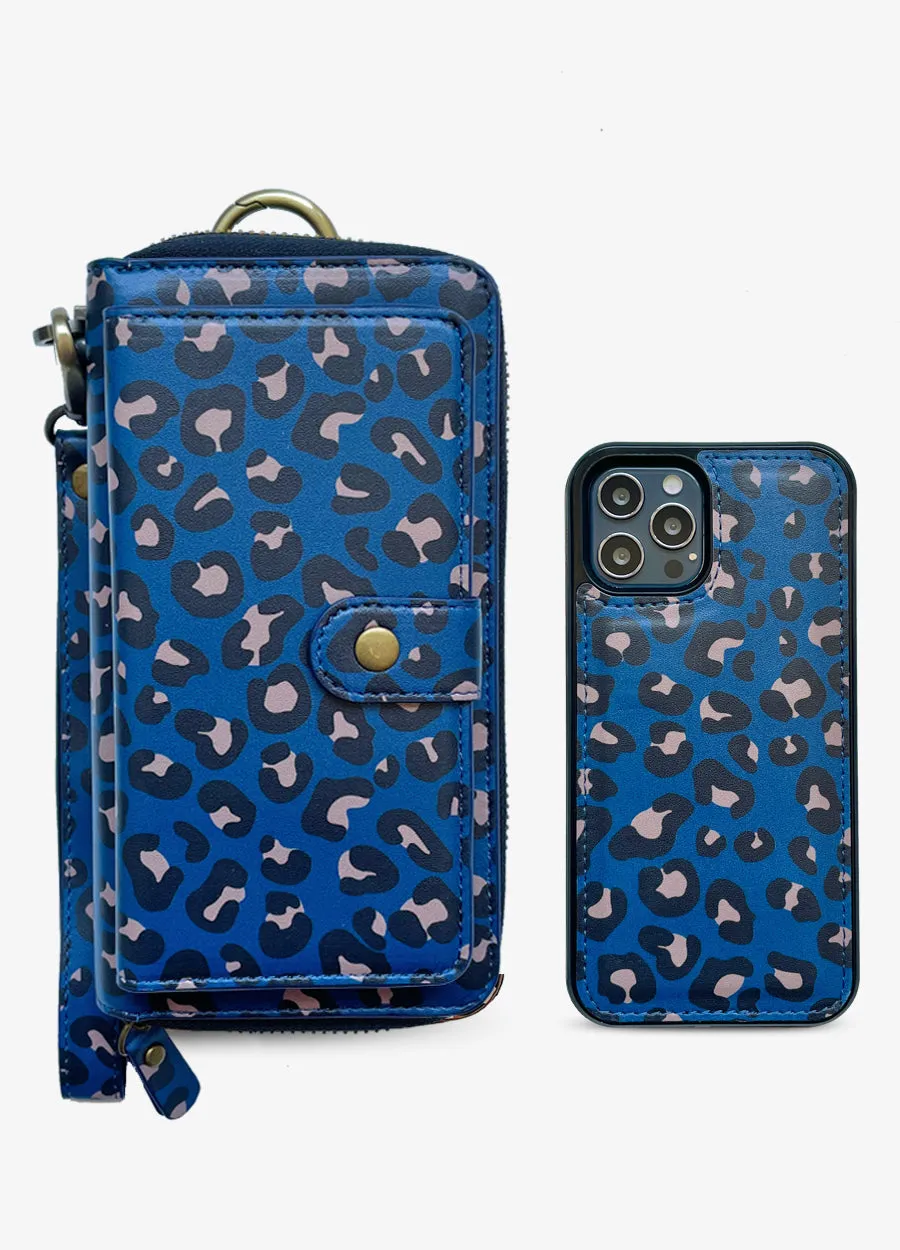 Ultimate Wristlet Phone Case in Blue Leopard