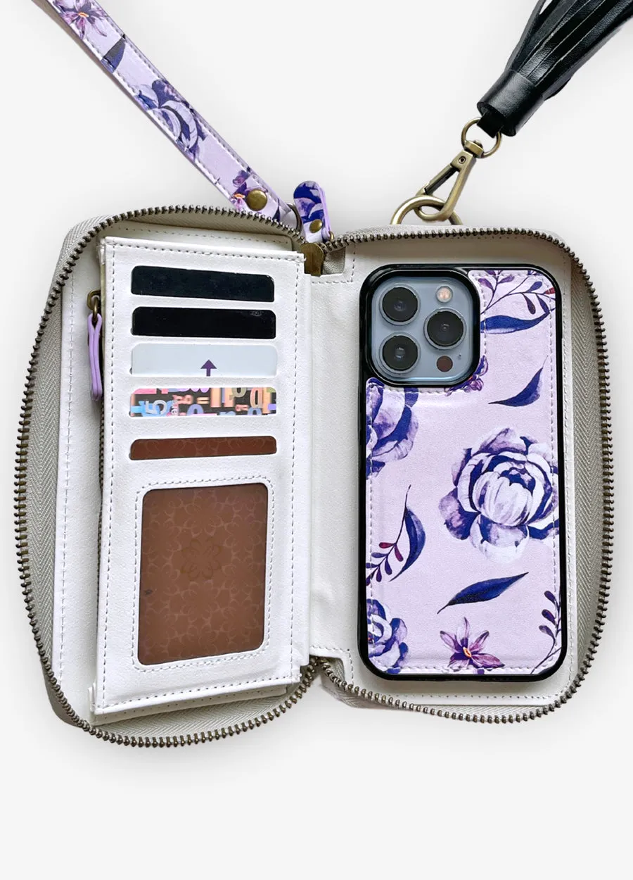 Ultimate Wristlet Phone Case in Purple Floral