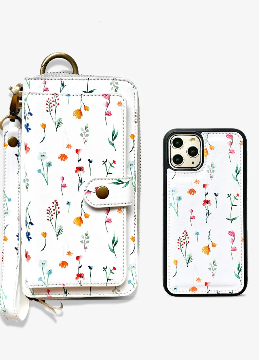 Ultimate Wristlet Phone Case in White Baby Floral