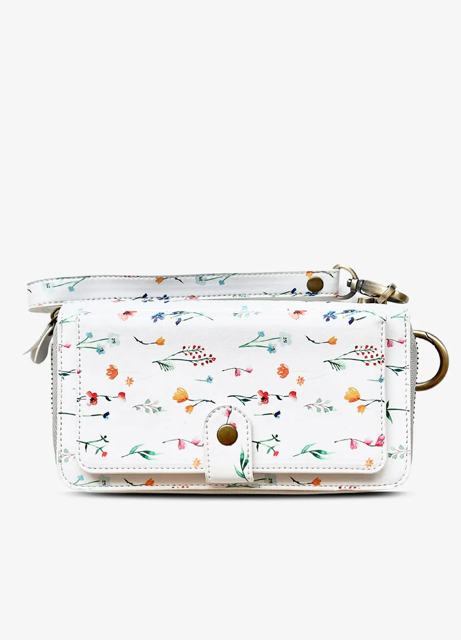 Ultimate Wristlet Phone Case in White Baby Floral