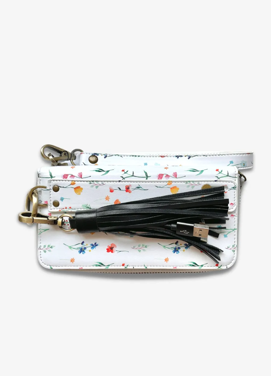 Ultimate Wristlet Phone Case in White Baby Floral