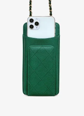 Universal Quilted Crossbody Wallet Case in Green