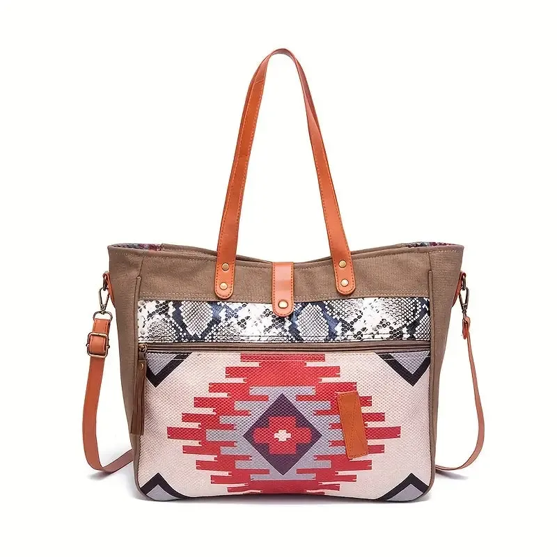 Western Tote Bag with Wallet at Bling & Bloom's Boutique | Snake Skin Pattern Bag | Multi-Pocket Shoulder Bag